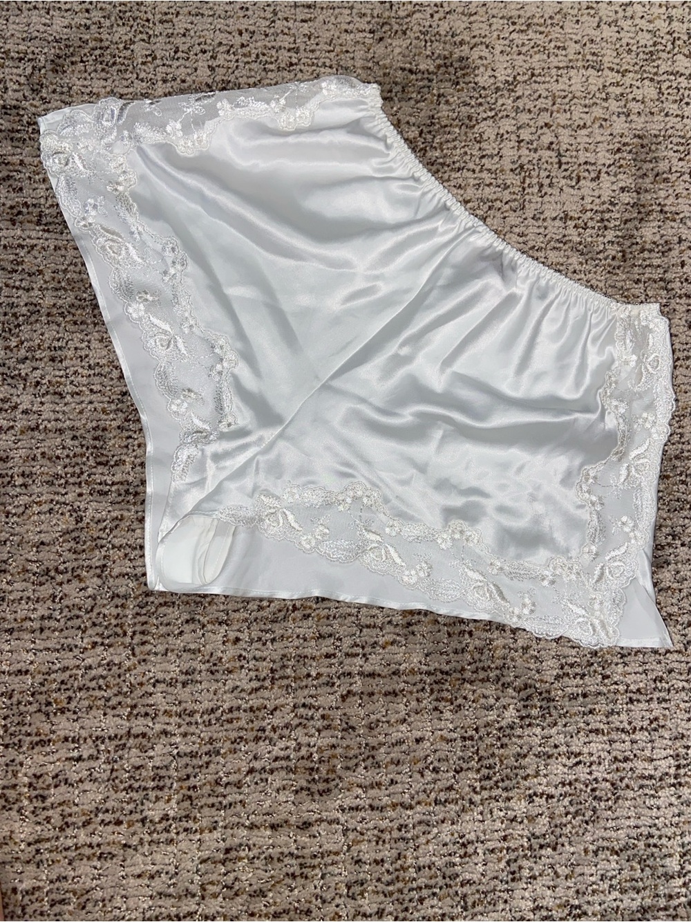 Victoria's Secret White Satin Lace-Trim High-Waist Shorts